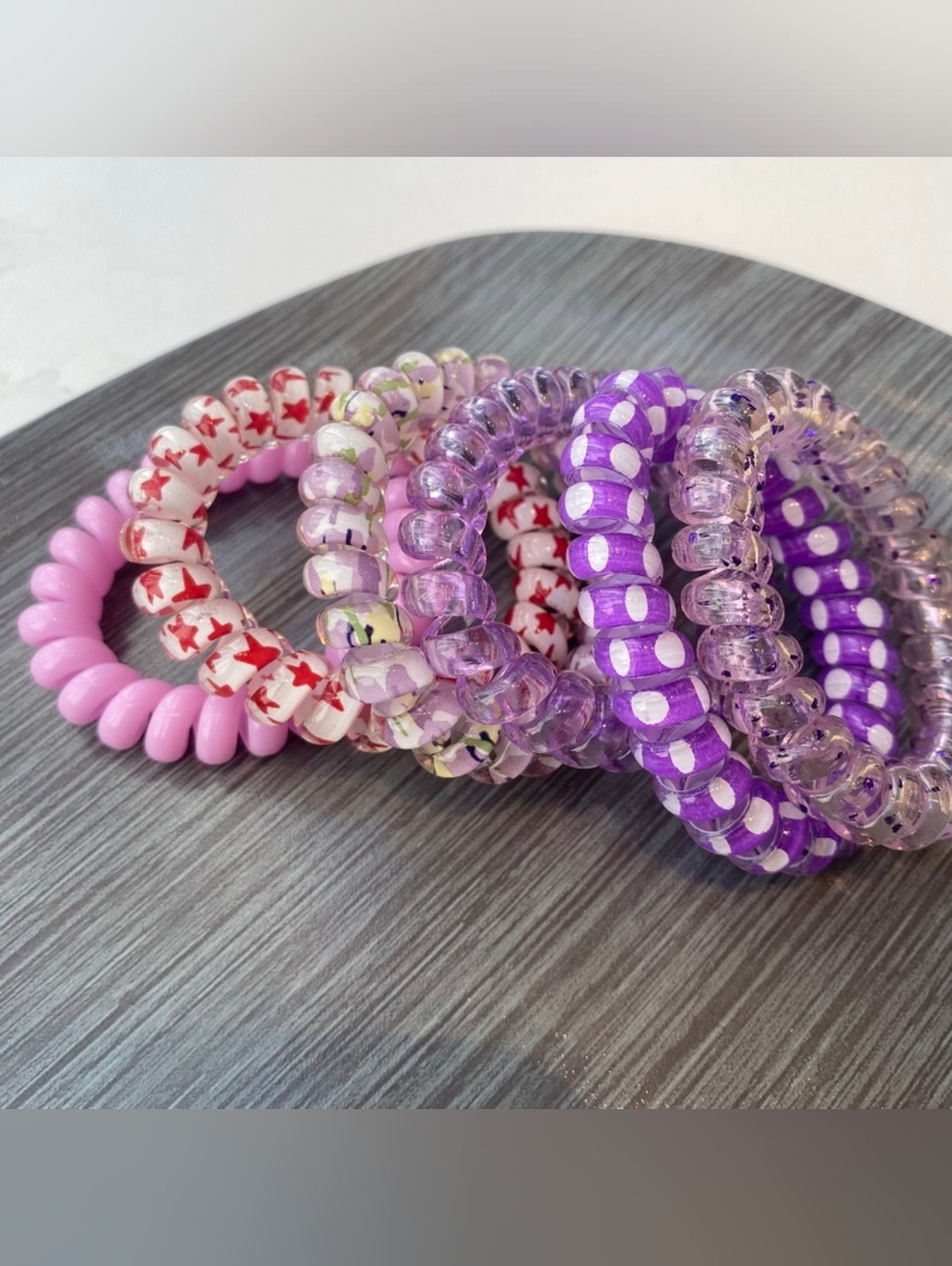 Retro Spiral Phone Cord Hair Ties Y2k Set Of 6